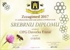 Diploma srebrnog odličja za cvjetni med - ZzzagiMed