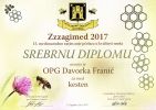 Diploma srebrnog odličja za kestenov med - ZzzagiMed