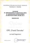 Diploma srebrnog odličja za bagremov med - Osijek